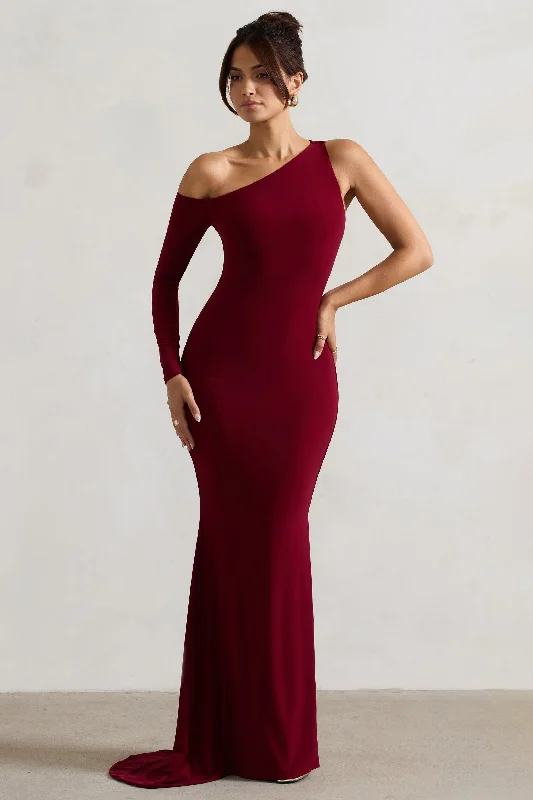 Contradiction | Port One-Sleeve Asymmetric Maxi Dress Cozy Wrap Maxi Dress