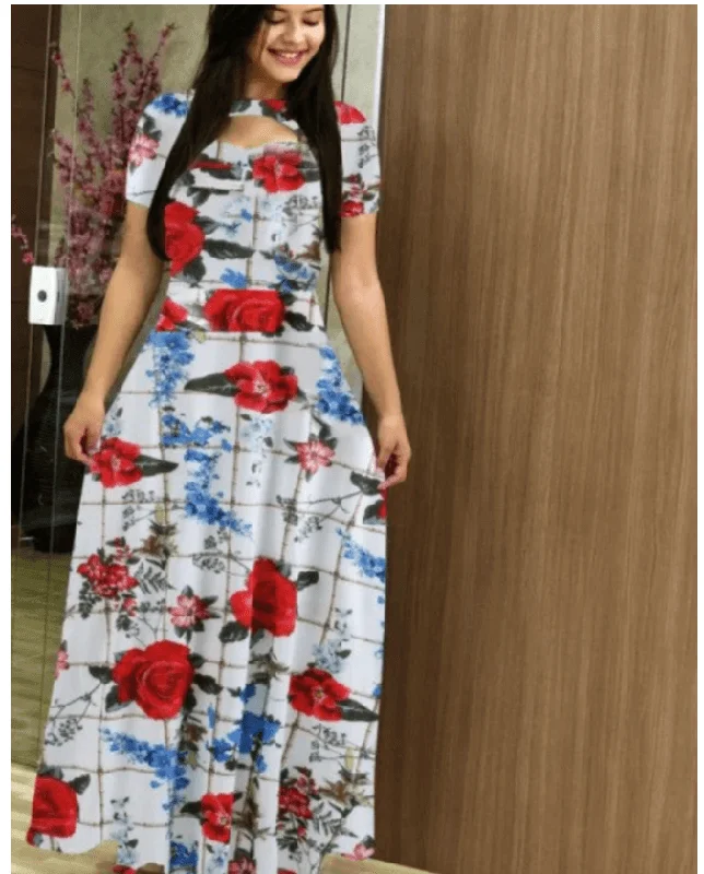 Fashion Fat Women Autumn Dress Bohmia Maxi Dresses Ladies Comfortable Maxi Dress with Sleeves