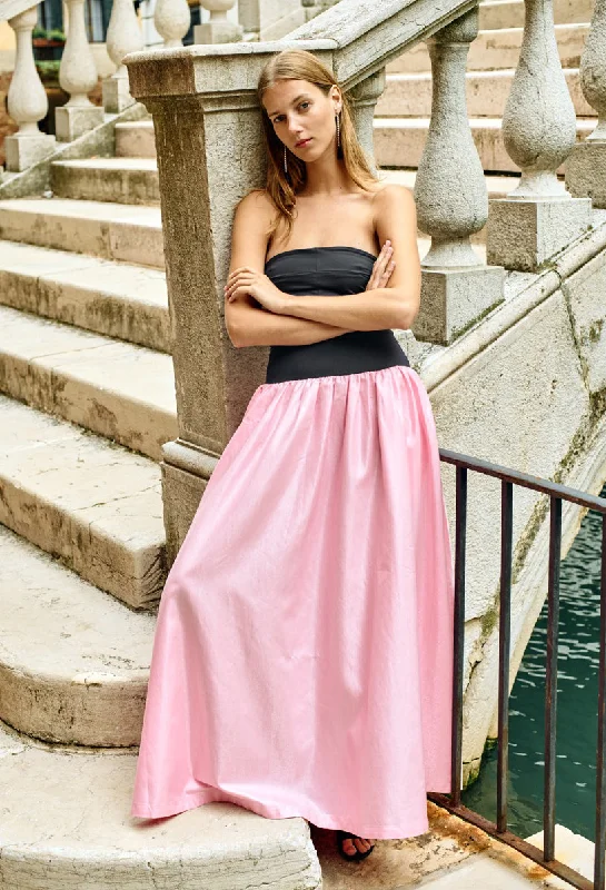 Giselle Pink Taffeta Maxi Dress Classic Solid Maxi Dress