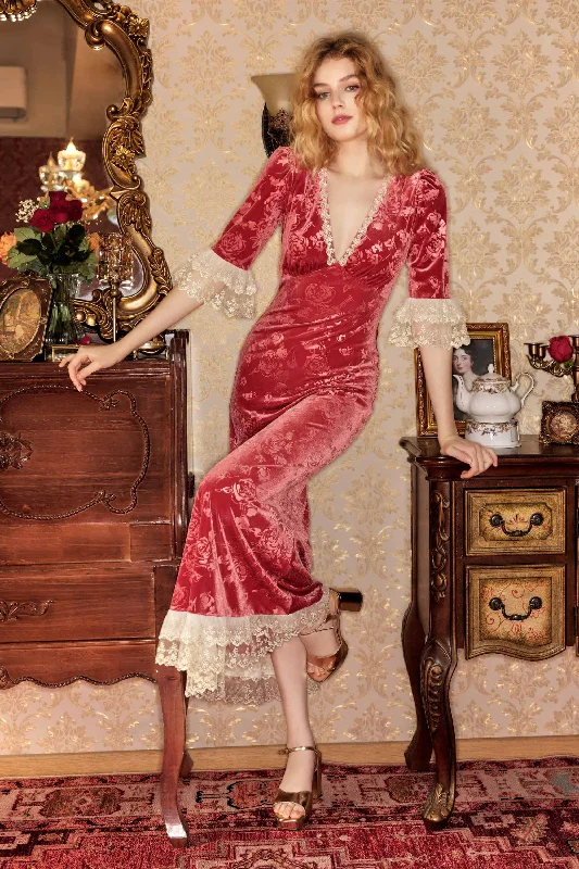 Gwyneth Lace Velvet Maxi Dress Comfortable Bohemian Maxi Dress