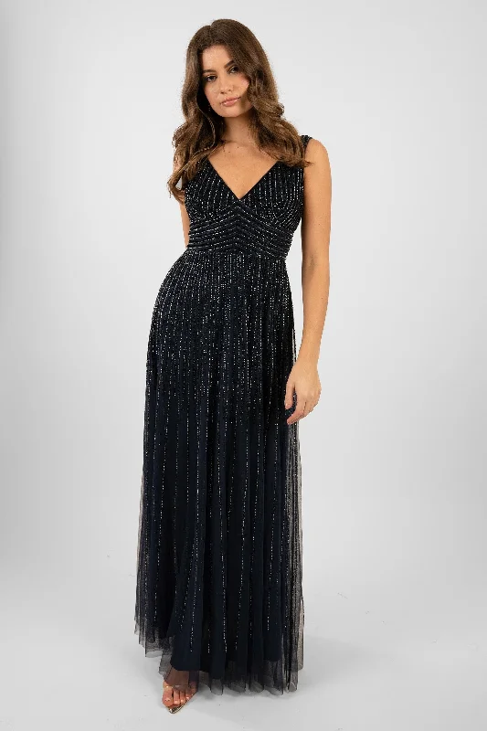 Lorelai Navy Blue Embellished Maxi Dress Comfortable Casual Maxi Dress