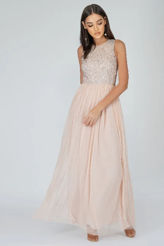 Nicasso Blush Pink Bridesmaid Maxi Dress Classic Black Maxi Dress