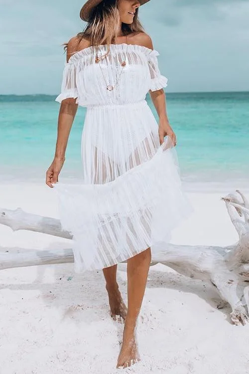 Off Shoulder See Though Maxi Dress Stylish Longline Maxi Dress