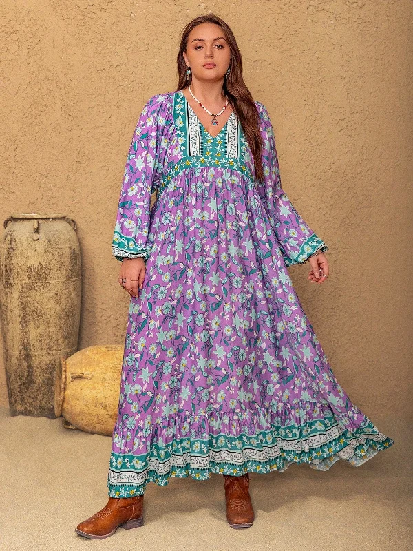 PLUS SIZE Rebekah Maxi Dress - Purple Elegant Boho Maxi Dress