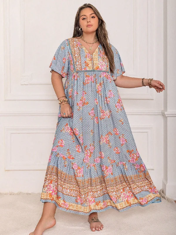 PLUS SIZE Victoria Maxi Dress - Dusty Blue Chic Summer Maxi Dress