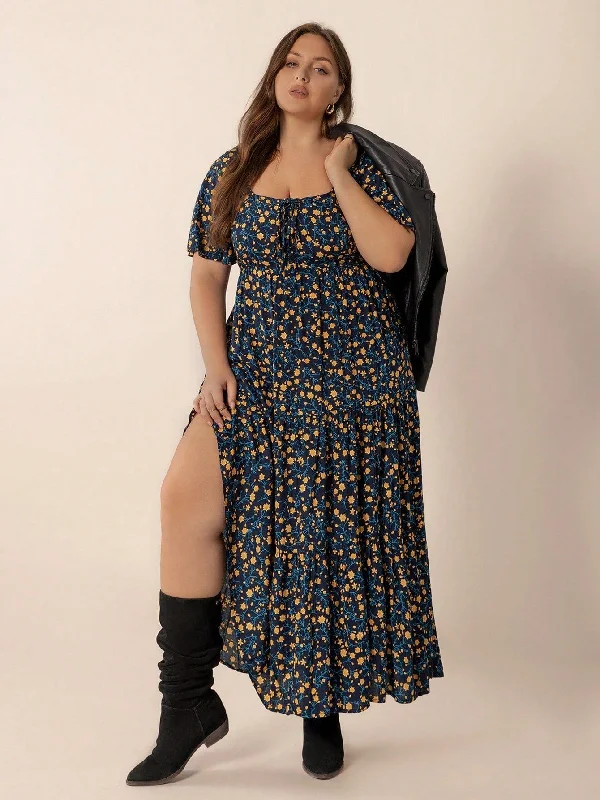 PLUS SIZE Ziggy Maxi Dress - Navy Cozy Knitted Maxi Dress