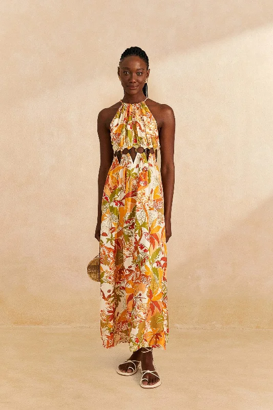 Sand Leopard Forest Maxi Dress Cozy Knit Maxi Dress