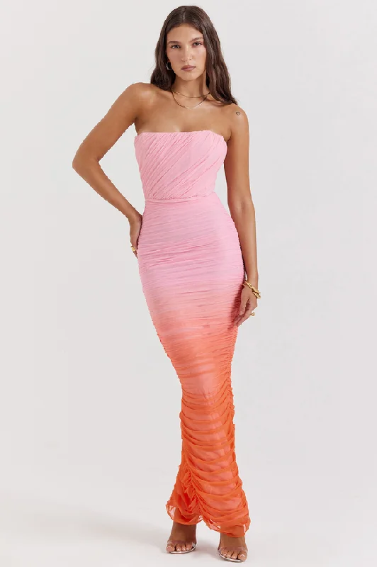 Sapphire Ombre Pleated Maxi Dress Fashionable Sleeveless Maxi Dress