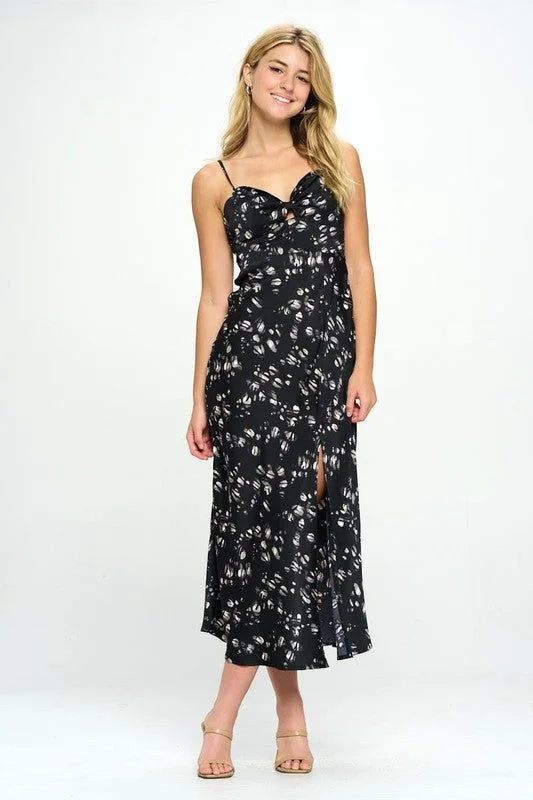 Satin floral maxi dress Fashionable Maxi Dress with Fringe