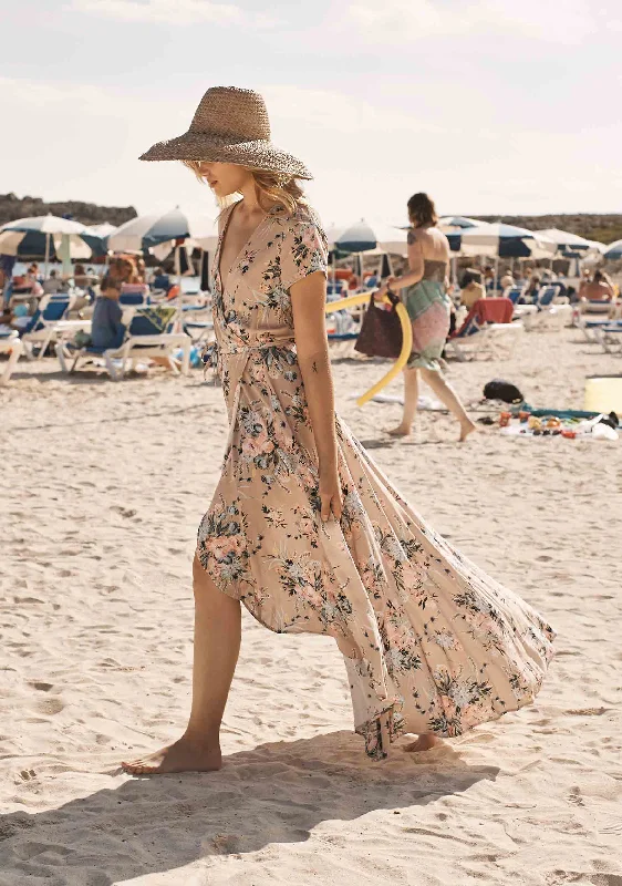 Scarlett Wrap Maxi Dress Blush Stylish Boho Maxi Dress