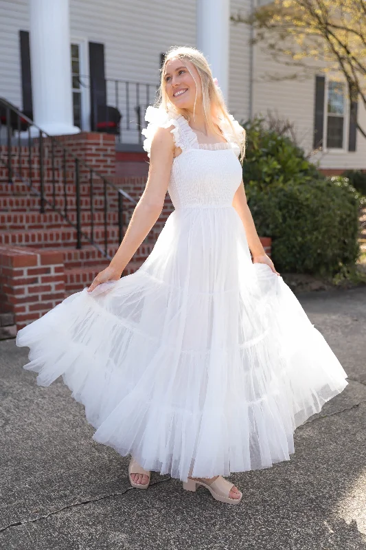 She's Beauty & Grace Maxi Dress-White Stylish Boho Maxi Dress