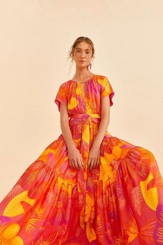 Summer Garden Ombre Lenzing™ Ecovero™ Viscose Maxi Dress Elegant Floral Maxi Dress