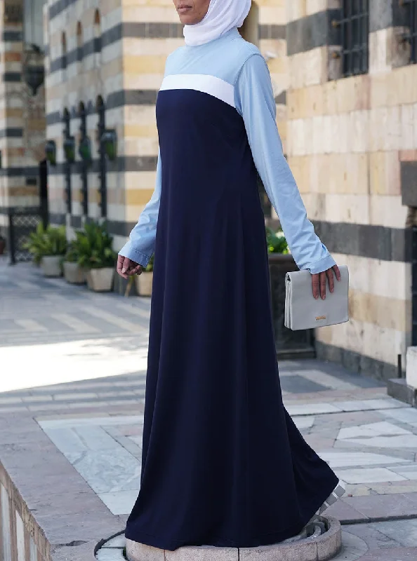 Tri-Color Jersey Maxi Dress Classic V-Neck Maxi Dress