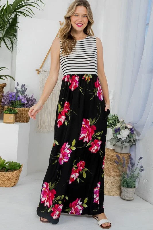 Floral Mix Tank Maxi Dress Elegant Lace Maxi Dress