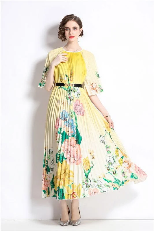 Yellow Sexy Fashion Maxi Dress Trendy Button Front Maxi Dress