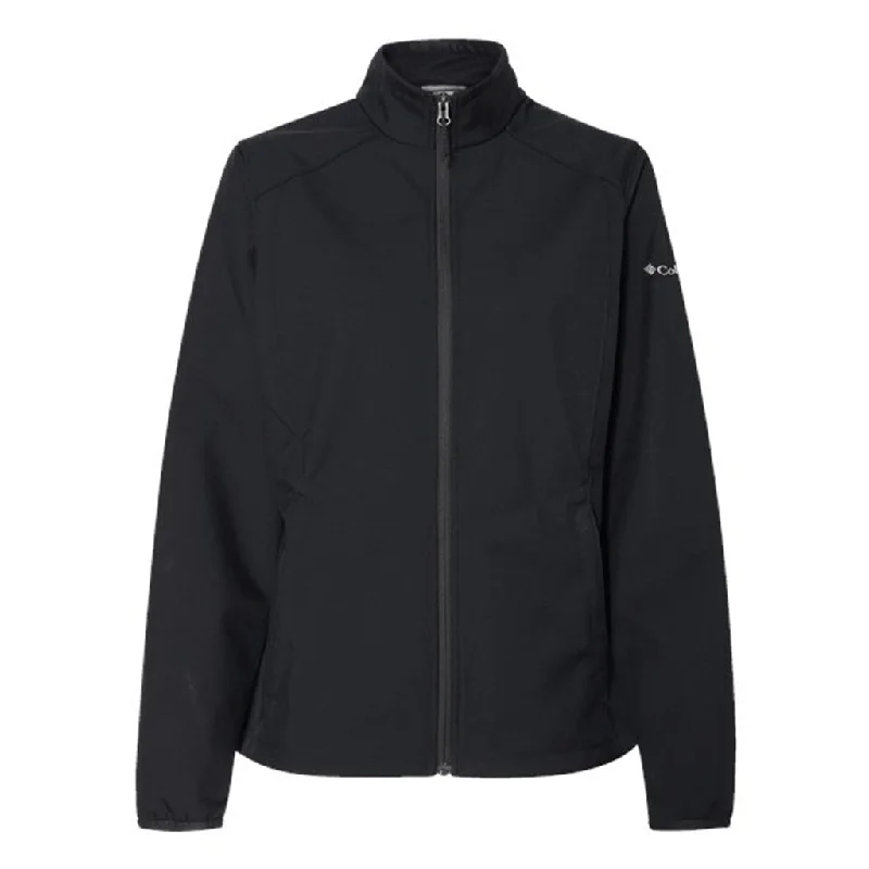 Columbia Women's Black Kruser Ridge Soft Shell Jacket Stand-Up Collar Roll-Neck Collar Turtle Neck