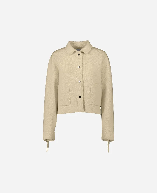 Jacket aus Cashmere-Mischung in Beige Hooded Jacket Caped Jacket Shawl Collar Jacket