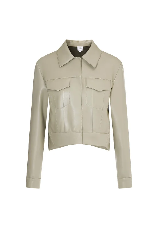 Gilda Vegan Leather Water-Repellent Trucker Jacket with Natural Pigment Plaid Jacket Tartan Jacket Houndstooth Jacket