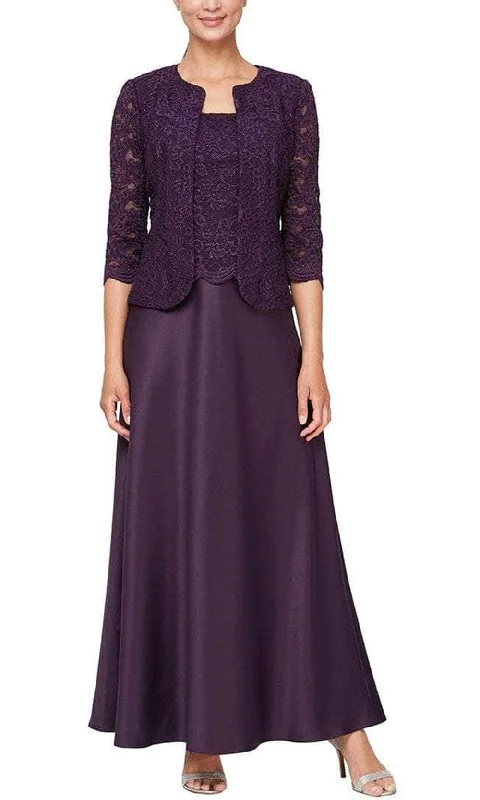 Alex Evenings - 82122326 Lace Bodice with Jacket A-Line Dress Wool Jacket Cashmere Jacket Tweed Jacket