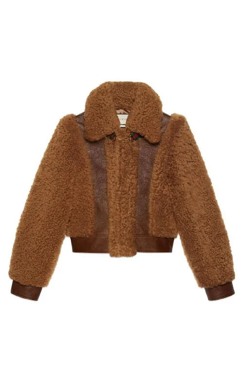 Brown Curly Shearling Jacket Insulated Jacket Fitted Jacket Loose Jacket