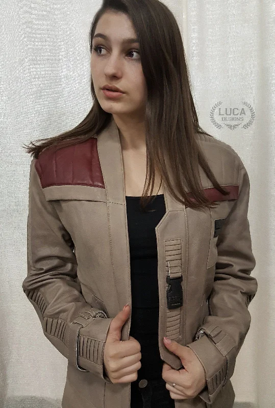 Womens Star Wars Finn Poe Leather Jacket Beige Mesh Jacket Canvas Jacket Denim Jacket