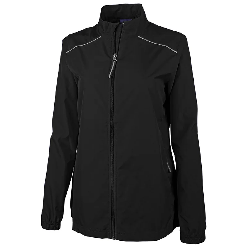 Charles River Women's Black Skyline Pack-N-Go Full Zip Reflective Jacket Fleece Fabric Down Fabric Feather Fabric