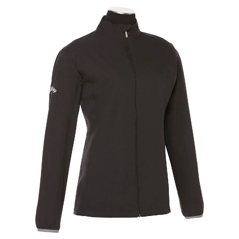 Callaway Women's Black Long Sleeve Full Zip Wind Jacket Cotton Fabric Linen Fabric Terry Fabric