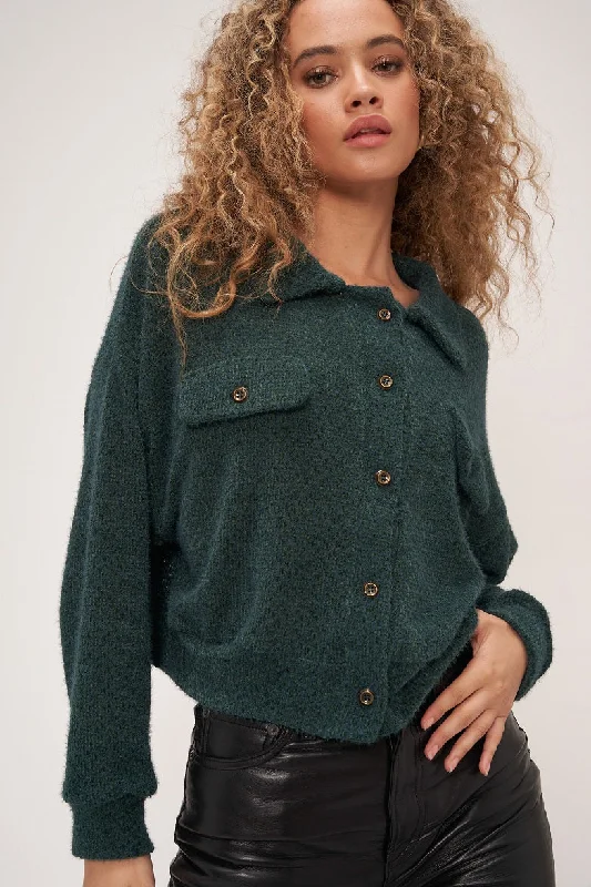 Cleo Button Front Chenille Jacket Tailored Jacket Straight Jacket A-Line Jacket