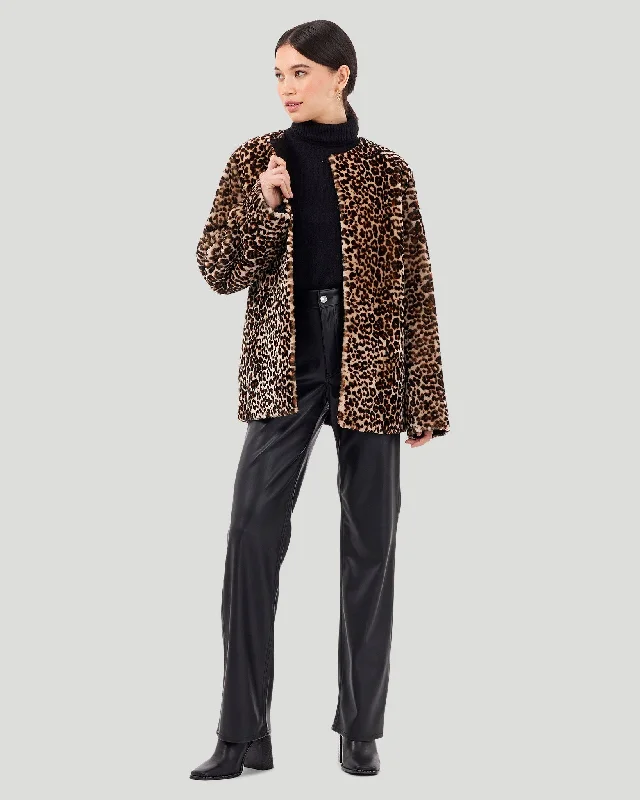 Collarless Select Shearling Lamb Jacket Denim Fabric Leather Fabric Suede Fabric