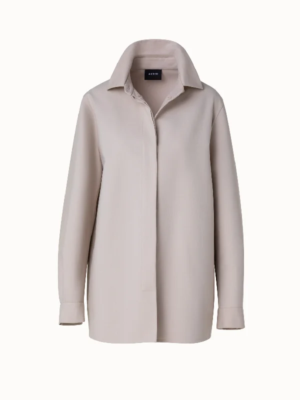 Cotton Double-Face Oversize Shirt Jacket Herringbone Jacket Checkered Jacket Solid Jacket