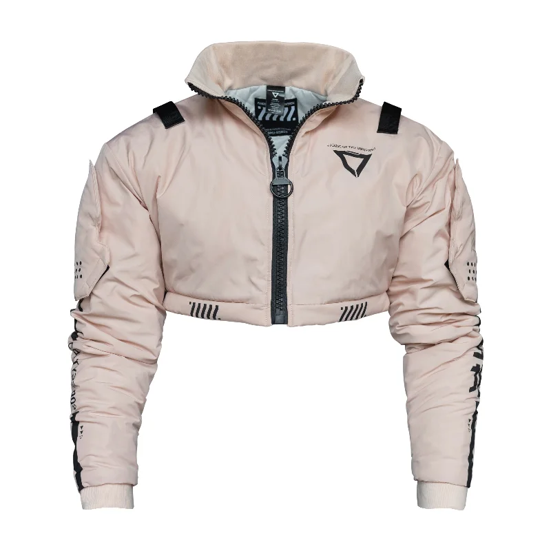 CRB-003 Pink Crop Bomber Jacket Nylon Fabric Polyester Fabric Spandex Fabric