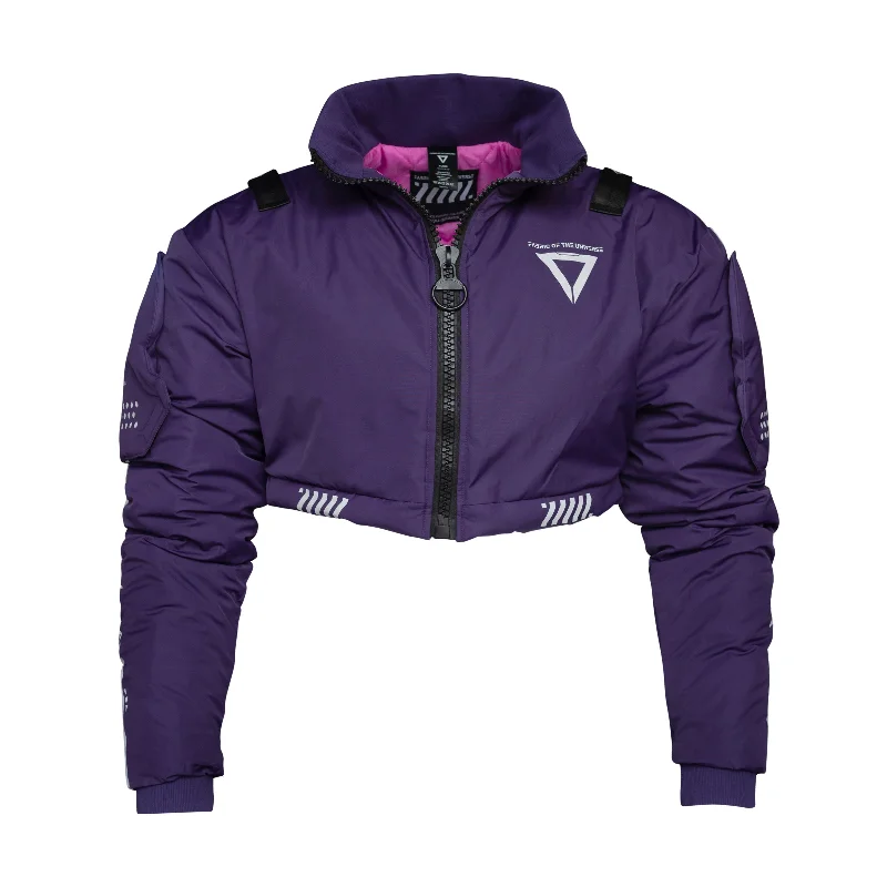 CRB-003 Purple Crop Bomber Jacket Striped Jacket Polka Dot Jacket Floral Jacket