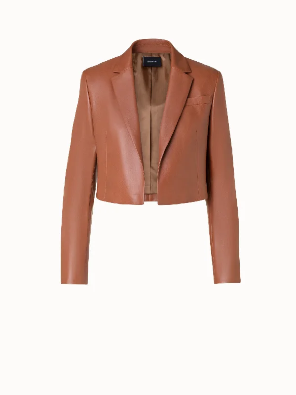 Cropped Leather Jacket with Lapel Toggled Jacket Drawstring Jacket Belted Jacket