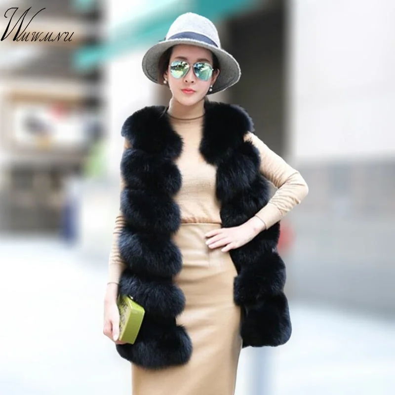 Fashion faux fur vest coat Women Casual street wear Fox Fur Jacket Waistcoat 2019 Plus size 3XL Sleeveless teddy coat feamle Cotton Fabric Linen Fabric Terry Fabric