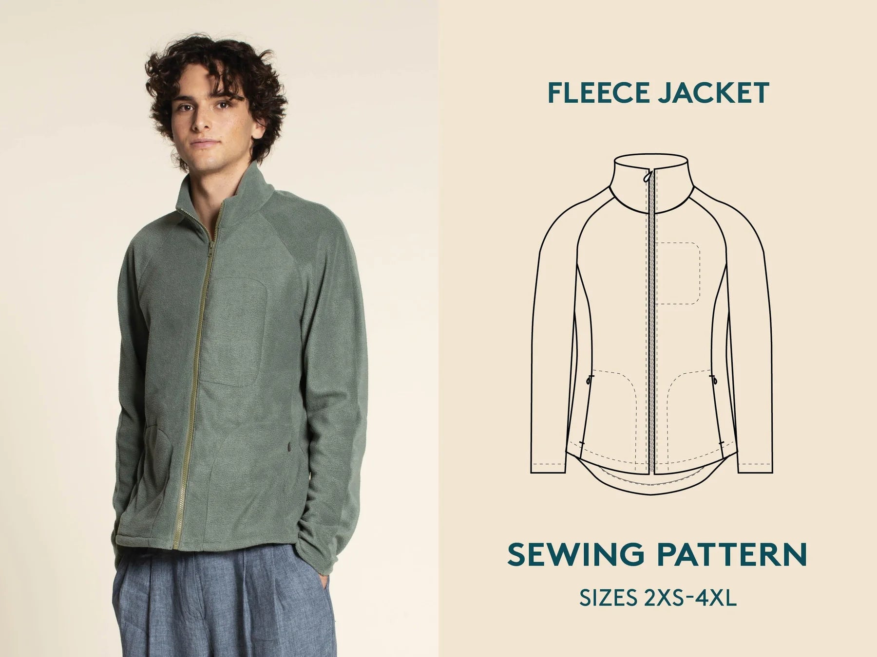 Fleece Jacket - Sewing Pattern | Wardrobe By Me Boat Neck Shawl Collar Notched Collar