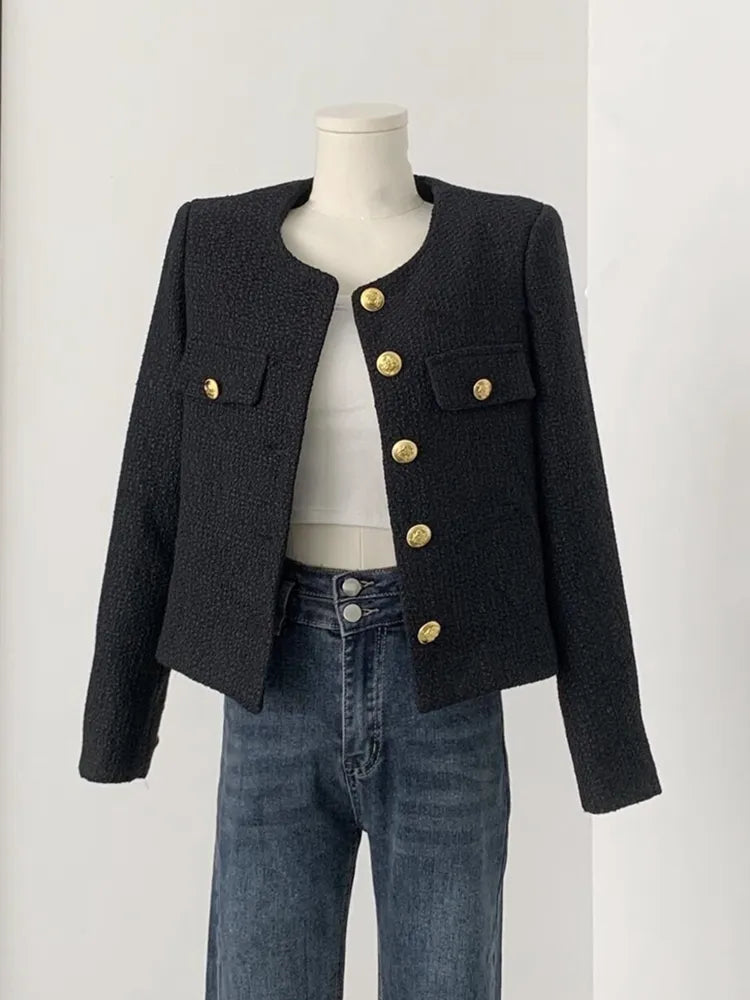 High Quality Fashion Small Fragrance Tweed Jacket Coat Women Korean Elegant Coats 2023 New Spring French Vintage Outerwear Top Plaid Jacket Tartan Jacket Houndstooth Jacket