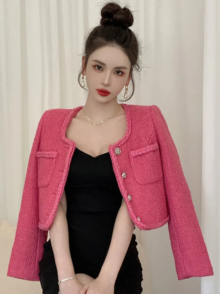 High Quality Korean Sweet Small Fragrance Tweed Jacket Coat Women's Autumn Winter Fried Street Short Coat Fashion Casual Outwear Chenille Jacket Brocade Jacket Lace Jacket