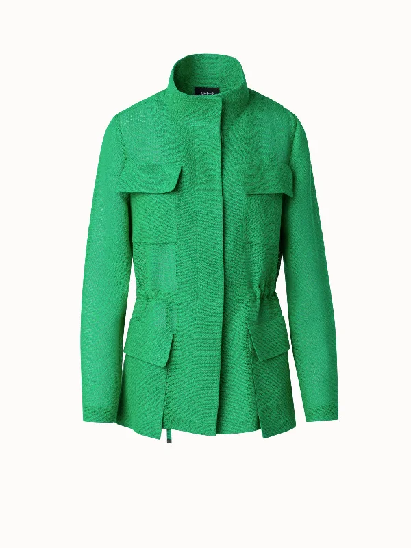 Jacket with Drawstring Waist Zippered Jacket Buttoned Jacket Snapped Jacket