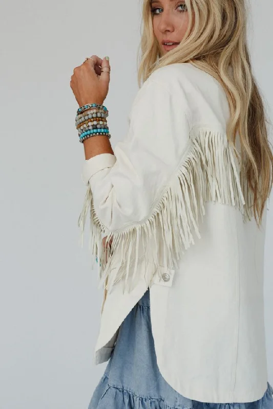 Jackson Hole Button Down Jacket - Beige Fitted Jacket Loose Jacket Oversized Jacket