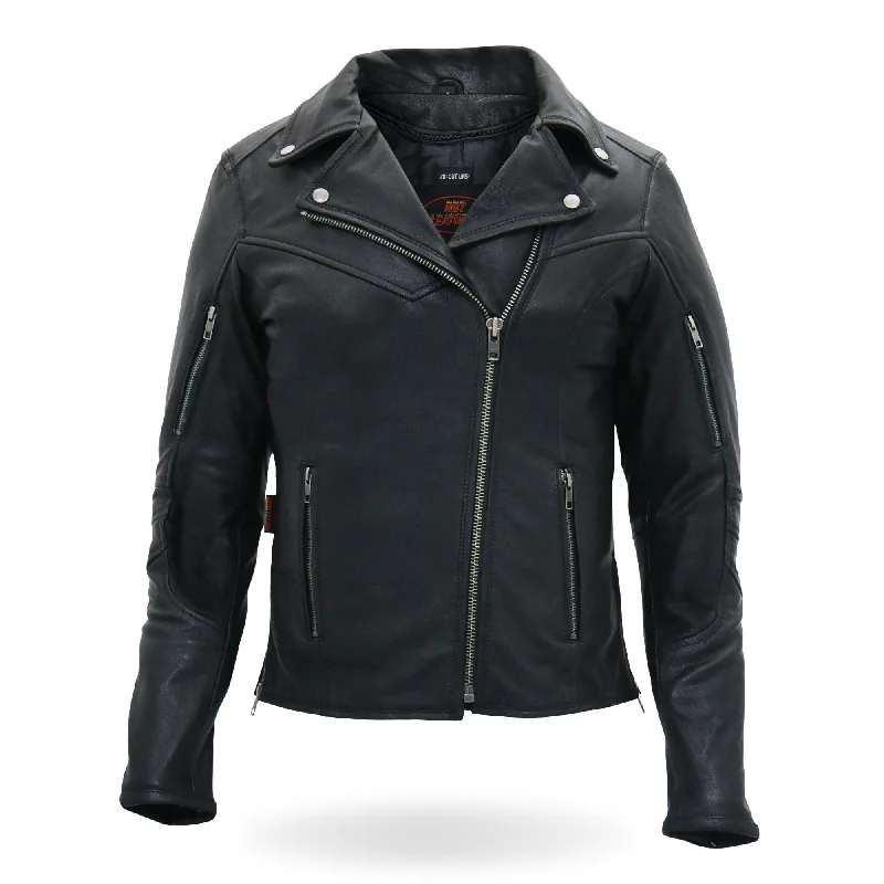 Hot Leathers JKL1029 Ladies Leather Motorcycle Concealed carry Biker Jacket with Vents and Side Zippers Appliqued Jacket Beaded Jacket Sequined Jacket