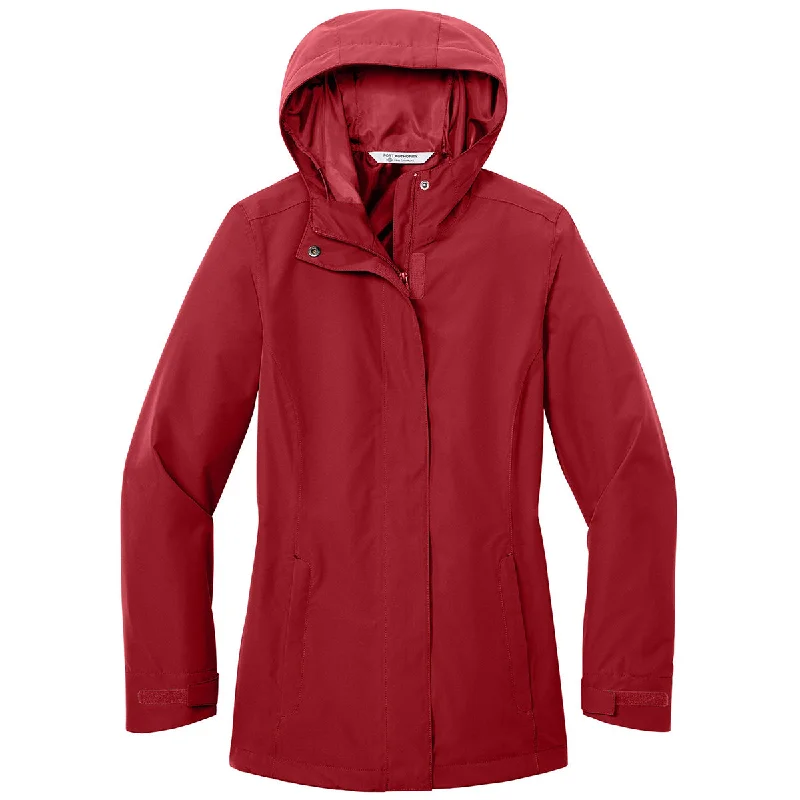 Port Authority Women's Rich Red C-FREE Rain Jacket Satin Jacket Silk Jacket Chiffon Jacket