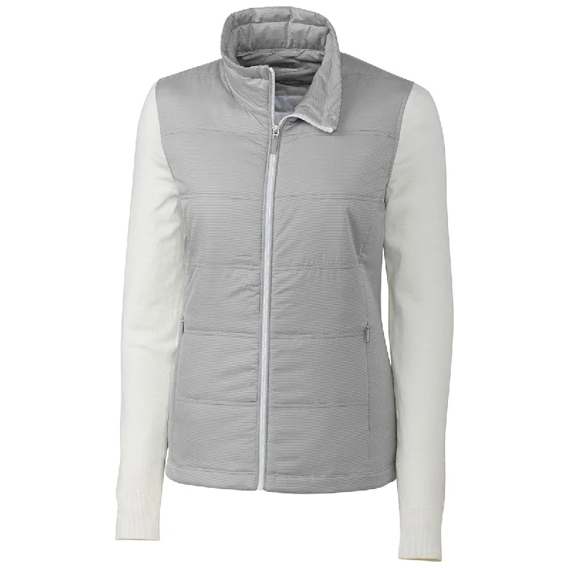 Cutter & Buck Women's White Cora Quilted Sweater Jacket Cotton Jacket Linen Jacket Terry Jacket