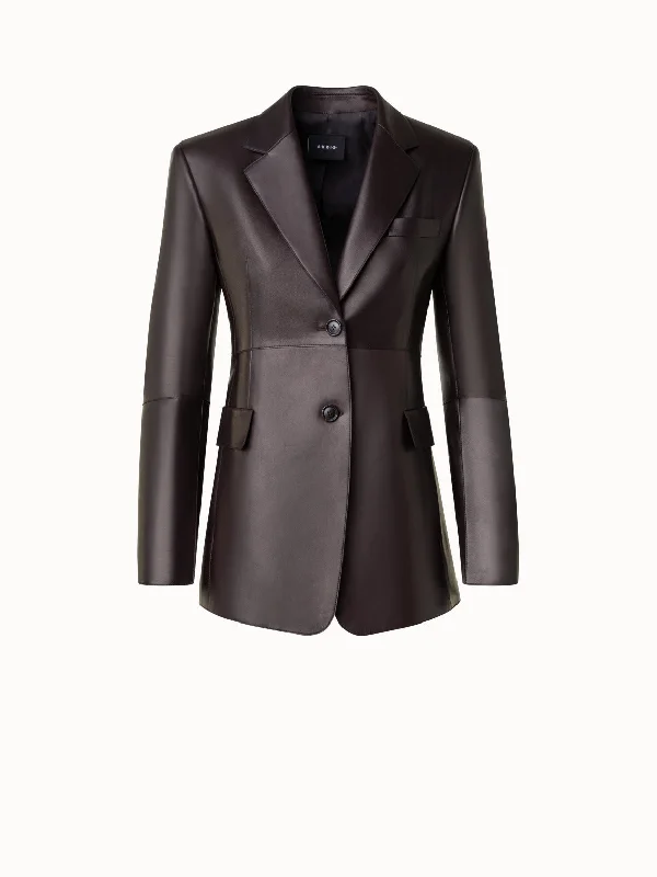 Long Tailored Leather Blazer Jacket Oversized Jacket Tailored Jacket Straight Jacket