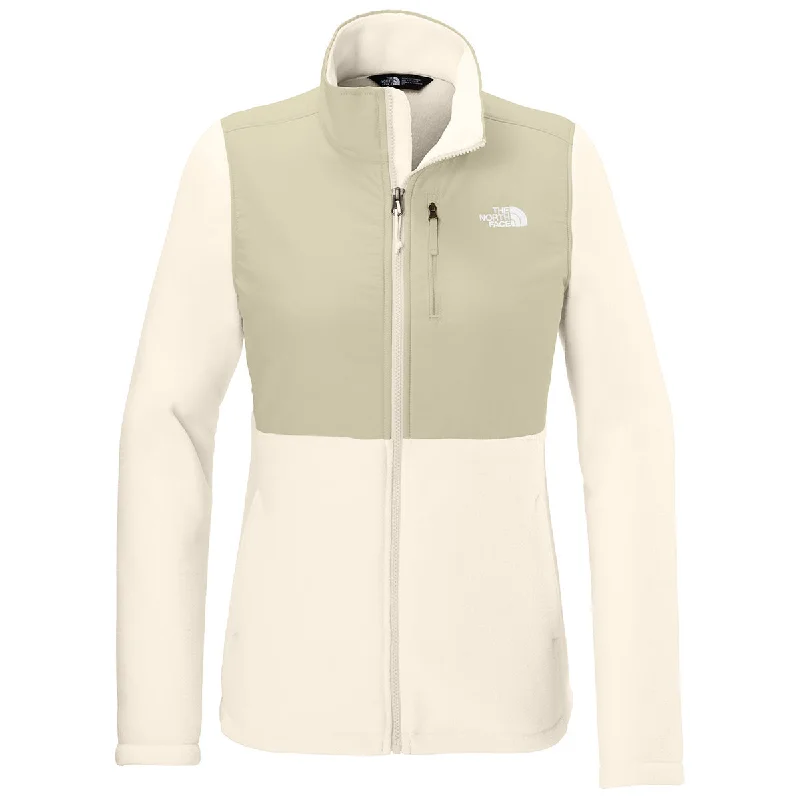 The North Face Women's Gardenia White/ Gravel Highest Peak Full-Zip Fleece Jacket Oversized Jacket Tailored Jacket Straight Jacket