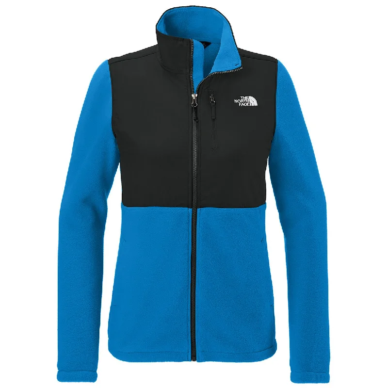 The North Face Women's Hero Blue/ TNF Black Highest Peak Full-Zip Fleece Jacket Faux Fur Fabric Real Fur Fabric Shearling Fabric