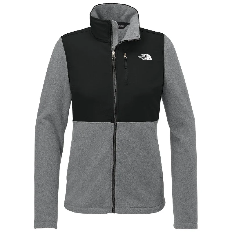 The North Face Women's TNF Medium Grey Heather/ TNF Black Highest Peak Full-Zip Fleece Jacket Zippered Jacket Buttoned Jacket Snapped Jacket