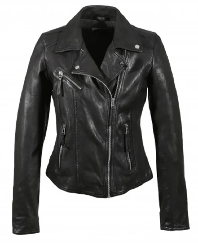 Oakwood Clips Black Leather Jacket Front Pockets Side Pockets Patch Pockets