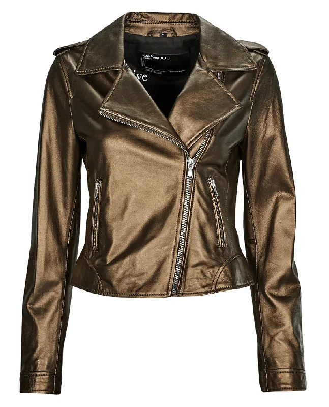 Oakwood Clubmetal Gold Leather Jacket Belted Jacket Elasticated Jacket Padded Jacket