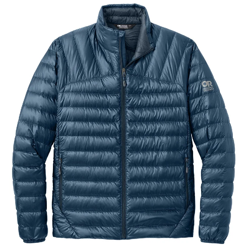 Outdoor Research Women's Naval Blue 800 Tech Down Jacket Knit Fabric Woven Fabric Fleece Fabric