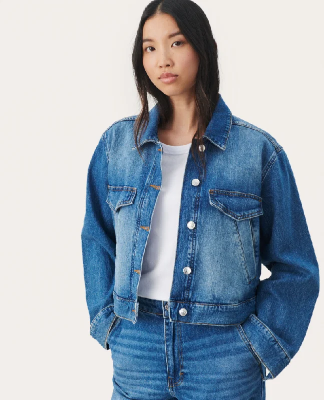 Part Two Caimi Denim Jacket Zip Front Button Front Snap Front